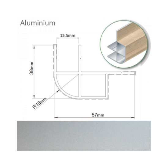 Morland Aluminium Locker Door Profile 57x38x2200mm